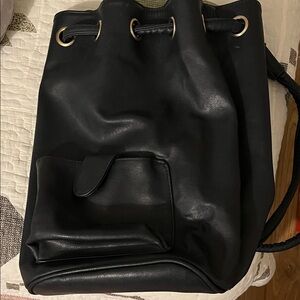 Del Mano Handbag Backpack Purse Black/Navy mint